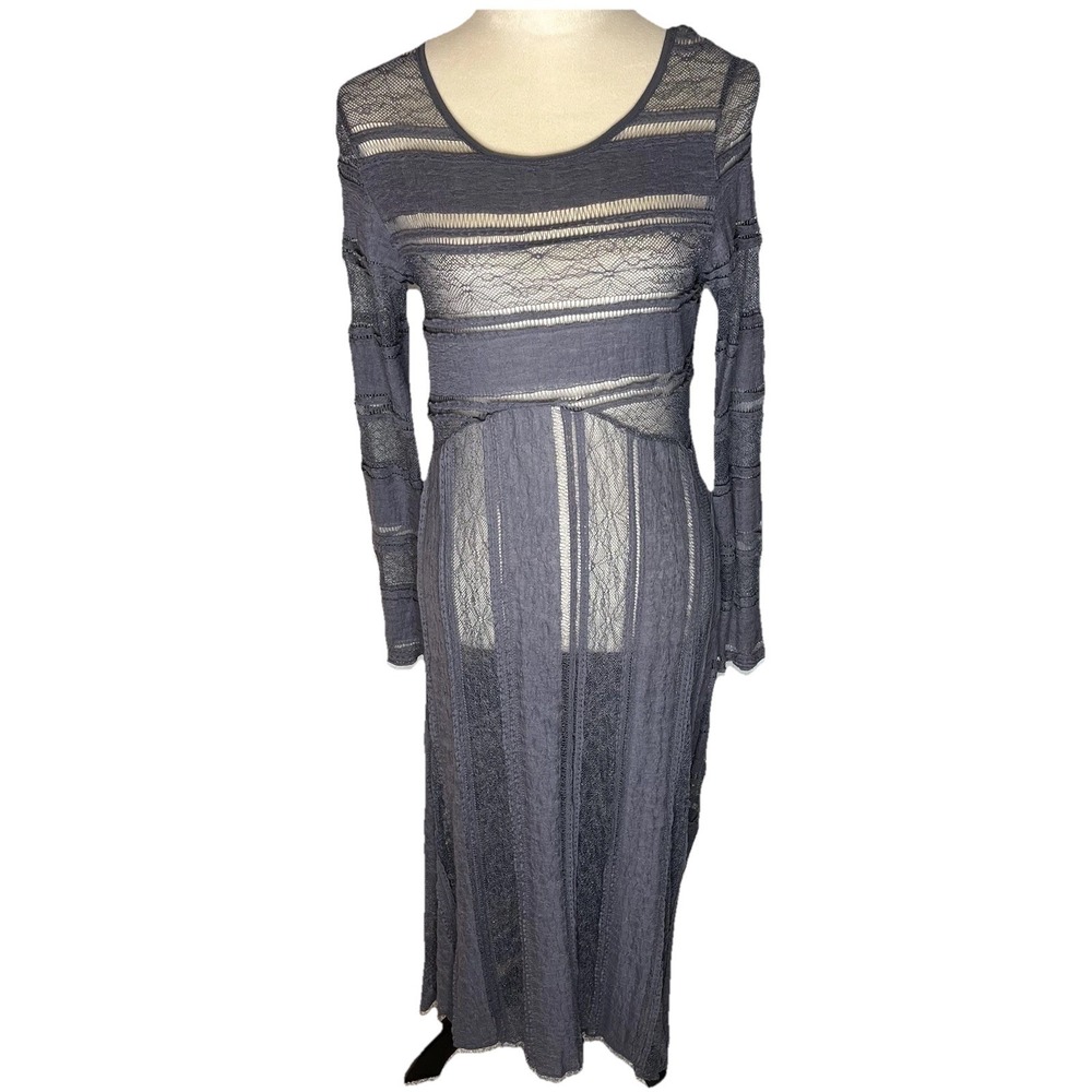 Verducci Beautiful Sheer Lace Gray Dress Sz M Beautiful Going Out Party